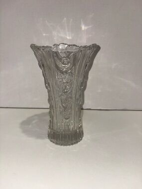 Clear Glass Floral Pattern Vase - Home Accents